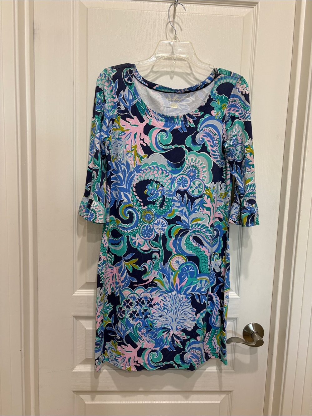 Lilly Pulitzer Blue Multicolor Floral Crewneck Top